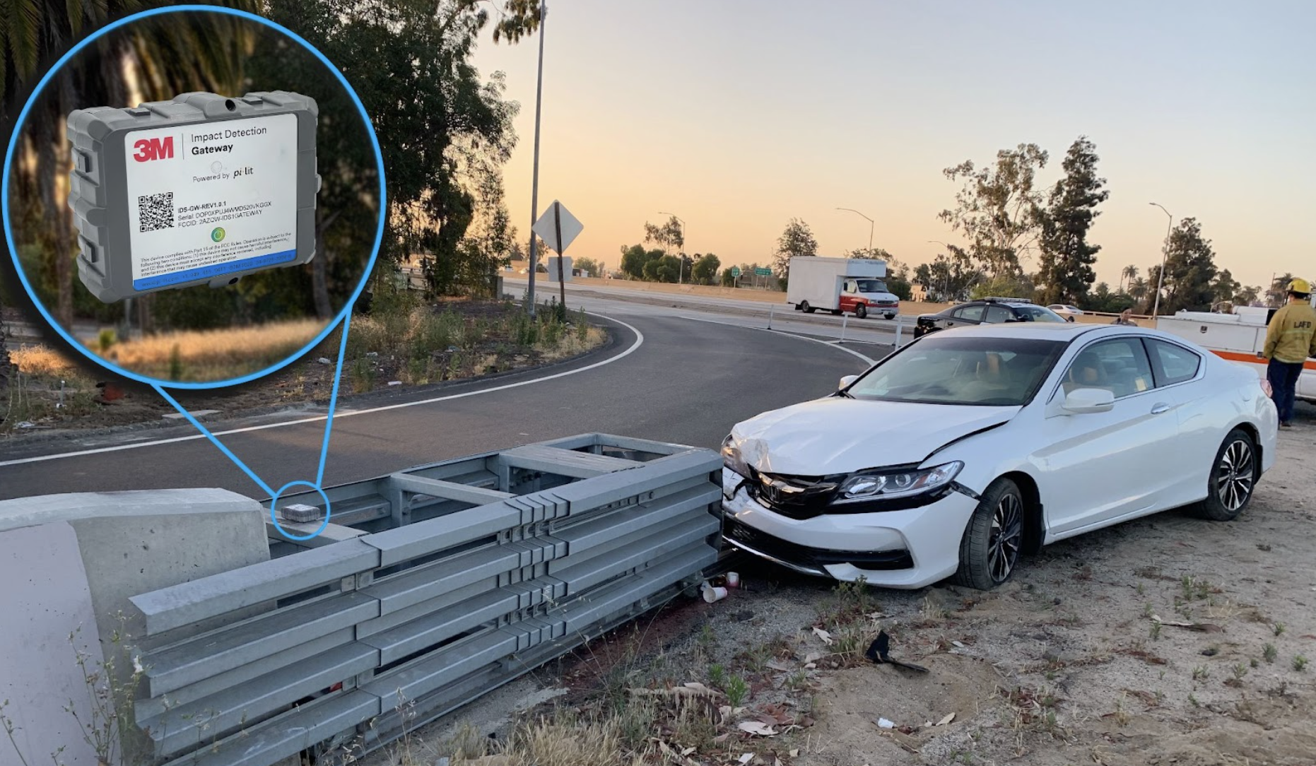pi lit impact detection system car crashed into guardrail
