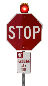 Stop sign with Flashing pi-lit B-light over it.